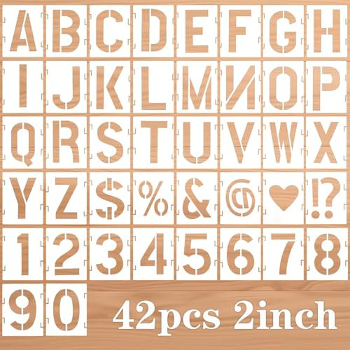 JIEYAO 42 Stück Buchstaben Schablone, Schablone Zahlen Buchstaben 6,5 cm Wiederverwendbar Alphabet Zahlenschablonen Schablonen Waschbar Kunststoff Malschablonen für Kinder DIY Handwerk Malerei Basteln