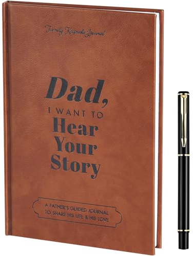 HOTUT Père, Je Veux Entendre Ton Histoire, Journal Guidé du père, Journal d'histoire pour Votre Père Partager Sa Vie Et Son Amour, Carnet Enveloppé De Cuir Histoires avec un Stylo Noir