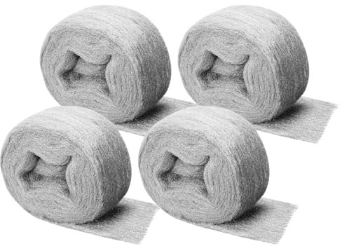 4 Rollen Gegen Mäuse Stahlwolle, 16m Wirksam Stahlwolle Mäuse 000, Stahlwolle-Fein Steel Wool, Drahtwolle Pads für Haus, Garage und Garten