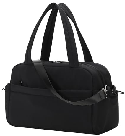 Borsa sportiva da viaggio da donna, piccola, 12 l, piccola palestra, con scomparto bagnato, borsa da palestra, da donna, Weekender, borsa da nuoto, 30 x 20 x 20 cm, Nero