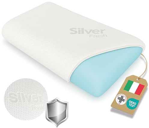 DREAM Cuscino Cervicale per Dormire a Saponetta in GelFoam alto 12 cm - Cuscino per Dormire Certificato Dispositivo Medico CE - Guanciale letto Made in Italy Federa Lavabile Argento Antibatterico