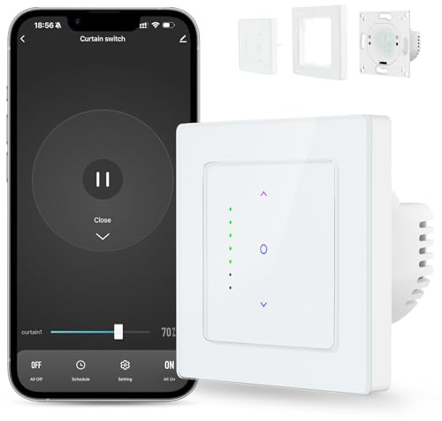 MIUCDA Smart Rollladenschalter WLAN 55x55 mit Prozentualer Steuerung, Smart Rolladen Zeitschaltuhr, APP Steuerung der Rollläden/Jalousien/Markisen, Jalousien Schalter Kompatibel mit Alexa, Google Home