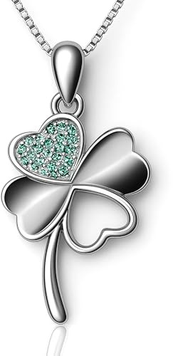 DARLOK Collar Mujer Plata de Ley 925, Colgante Mujer, Regalo Aniversario Pareja, Regalo Cumpleaños Madre, Amiga, Novia, Hija, Esposa, Cumpleaños o Navidad, Cadena Plata (Plata - Verde)