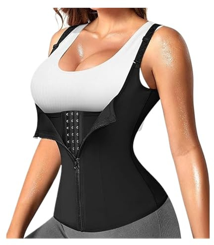 FJOADNVM Panciera per Snellire Donna 1 Pezzo Corsetto Dimagrante for la Perdita di Peso, Body Shaper, Tuta da Sauna, Maglia a Compressione, Cintura Addominale, Top Modellanti(L)