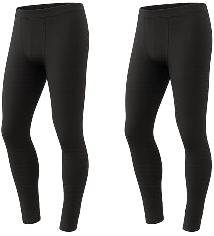 Deck and Beach Pack of 2 Men’s Thermal Long Johns – Warm Base Layer Underwear Trousers, Soft Cotton-Blend Comfort Fit