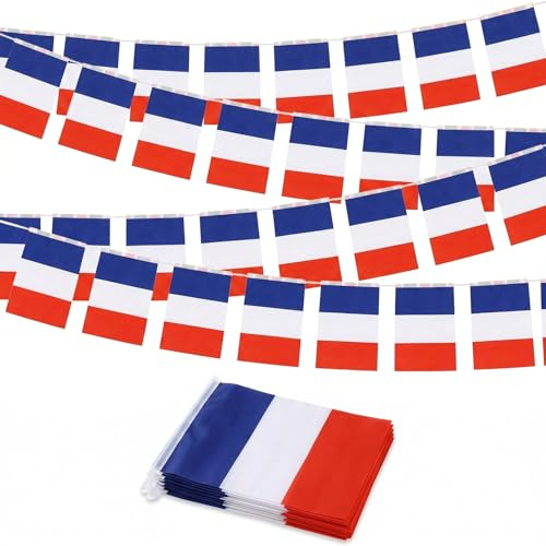 30 Pièces Guirlande Drapeau Coupe du Monde,Drapeau France,Décoration France 10 m,Fanions 14 x 21 cm,Supporters Match Fête Nationale Bar Jardin Balcon Buffet Table Cuisine Maison Jardin Fête Réception
