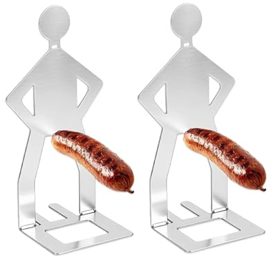 YIPFEN Support à Saucisses Lot de 2 Homme Debout Créatif, Acier Inoxydable, Grille Verticale BBQ Idéale pour Camping, Fêtes & Cadeau Humoristique pour Homme.