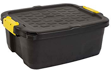 CEP 24 Litres Heavy Duty Strata Storage Box, Black/Yellow, 50 x 40 x 20 cm