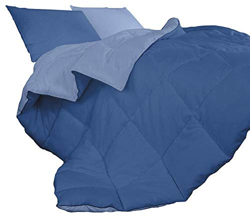 IlGruppone Piumino Invernale Caldo piumone 3 Misure Double Face Microfibra Anallergico - Blu/Azzurro - 1 Piazza e Mezza