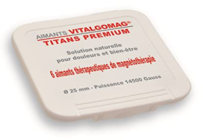 Imanes de magnetoterapia de 25 mm y 14500 Gauss - Vitalgomag Titans Premium - Imanes terapéuticos para el dolor - Imanes médicos para el dolor - Potentes imanes de tratamiento