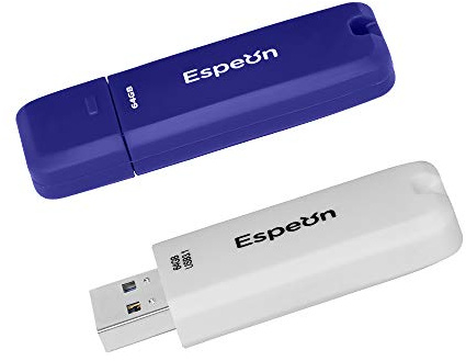 Espeon Lot de 2 Clé USB, 64 Go USB 3.1 Flash Drive, PenDrive, couleurs classiques: blanc, bleu