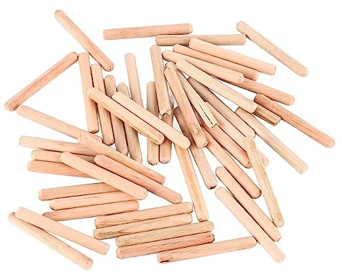 FTVOGUE 50pcs Chevilles goupilles en bois rondes pour Goujons en Bouleau pour Assembler des Meubles Tiroir Travaux de Menuiserie(M6*50)