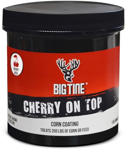 Big Tine Deer Corn Coating, Cherry On Top Flavor, 16 oz Container, Great Addition to Wildlife Feed, Long Lasting Scent, Packed with Vitamins and Minerals