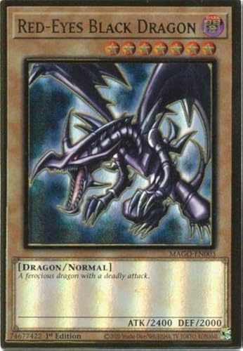 YU-GI-OH! Red-Eyes Black Dragon - MAGO-EN003 - Premium Gold Rare - 1st Edition - Collectible Card Game Single - Card - 1 Piece