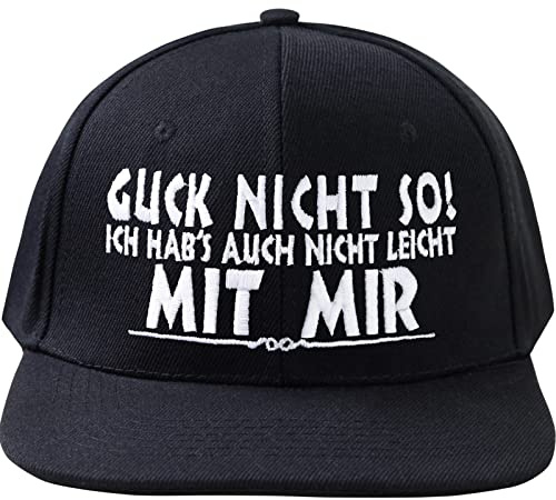 Verstellbare Urban Basecap - Lustige Kappe mit Spruch Guck nicht so! Ich hab's auch nicht leicht mit mir Hochwertige Schildkappe - Baseball Kappe - Snapback Kappe mit Verschluss - Einheitsgröße