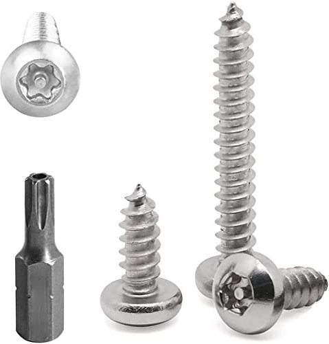 FarDeer Edelstahl Knopfkopf Schrauben Sicherheit Blechschrauben Torx Blechschrauben Sicherheit Silber Schrauben Anti-Diebstahl Manipulation Proof. (M5*16mm * 50pcs)
