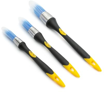 Bates- Trim Paint Brush, 3 pcs, 5/8”, 3/4” and 1”, Ergonomic Handles, Trim Brushes for Painting