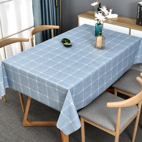TruDelve Plastic Table Cloth Square Tables Gray Vinyl Tablecloth Waterproof Wipeable Oilcloth Tablecloths for Dining Table Cover(Checkered-Grey,54 x 54 (Square))