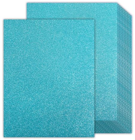 Blue Glitter Cardstock 8.5x11 Double-Sided 24 Sheets, Goefun Light Blue No-Shed Glitter Paper 280GSM/100lb Heavy Card Stock for Gift Wrapping, Birthday, Anniversary, Holiday, Greeting Cards