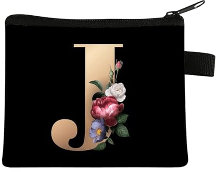 FAVORTALK Purse for Women Zipper Coin Purses Small Coin Bags for Girls Portable Change Wallet Mini Coin Pocket with Initial Coins Change Holder for Men Floral Coin Bag with Zip - 13612