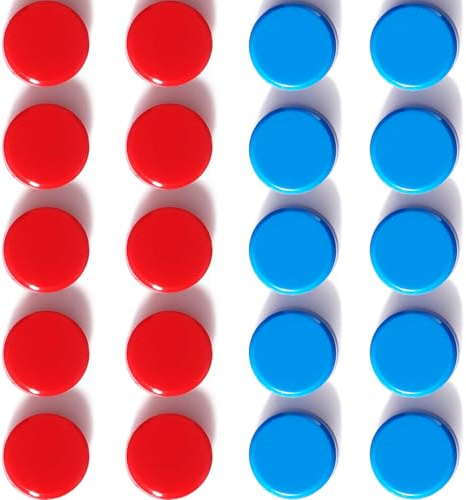 PYJLBX Calamite Potenti Piccole, 20 Pezzi Magnete Potente per Lavagna Magnetica e Frigo, Mini Calamite Rotonde, per Bacheca (Rosso+Blu)