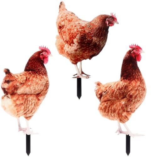SUPVOX Lot De 3 Piquets De Jardin Poule Réalistes en Acrylique Décoration Extérieure Pelouse Balcon Patio Accessoire De Jardin Facile À Installer