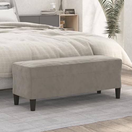 Xichuzi Banco, Bancos Baul para Dormitorio, Banco Vestidor, Banquetas, Bancos para Cocina, Banco Auxiliar Cocina, Banco Vestuario, de Terciopelo Gris Claro 100x35x41 cm