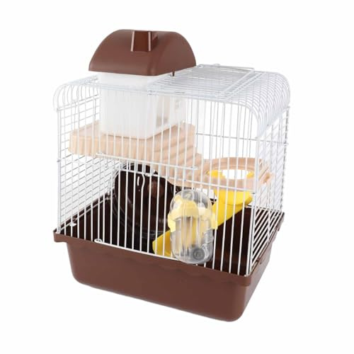 Brrnoo Cage de Voyage du Hamster, 2 Niveaux Amovible Hamster Grand Espace Châssis Châssis Gerbil Cage de Cobayes Glane avec Nombreuses Grilles en Maille Métallique pour, Cobayes, Lapins, Ours Dorés