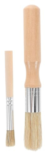FELTECHELECTR 2 piezas Cepillo para Repostería con Mango de Madera Pincel Suave para Pastelería para Glaseado Barbacoa y Teñido de Cuero Utensilio de Cocina Resistente y Versátil