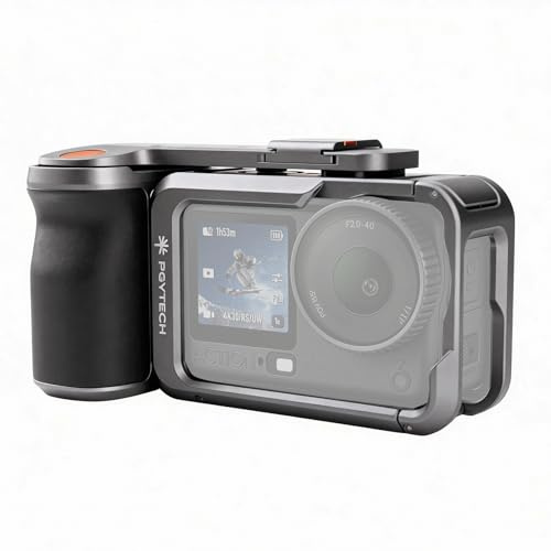 PGYTECH StreetPro Handtag Kit för Dji Osmo Action 6, Kamera Bur Rig | Ergonomiskt Handtag, Blixtskofäste Expandering, Snabbmontering, Stabil Vlogging Rig, Lättvikts Aluminium