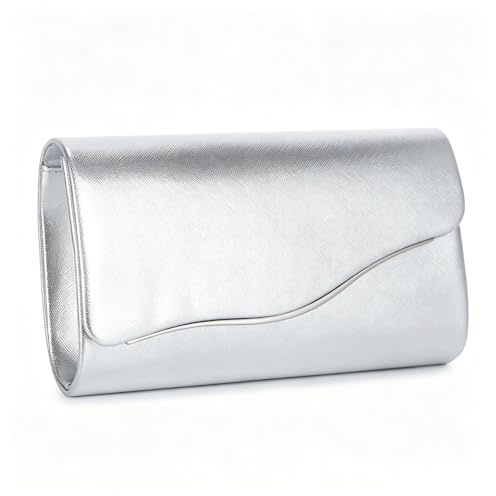 EVEOUT Kvällsväska för kvinnor, elegant kuverttyp med kedja, mångsidig handväska för bröllop och fest, dans, Silver
