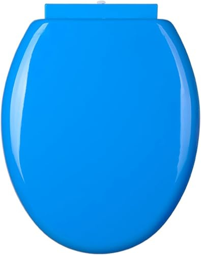 SXDMOUBK Asiento de Inodoro Redondo de Material PP con Tapa, Cierre Suave y silencioso, Tapa en Forma de O para una fácil Limpieza, Color Azul.