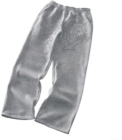 Lösa raka byxor för män, oregelbundet tryck, streetwear | Lös för passform, raka ben, oregelbundet tryck, svart för färg, för mångsidig street style för män