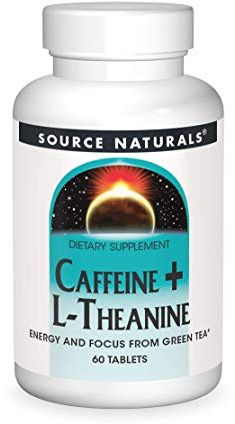 Source Naturals Caffeine + L-Theanine, Energy and Focus Support from Green Tea* - 60 Tablets