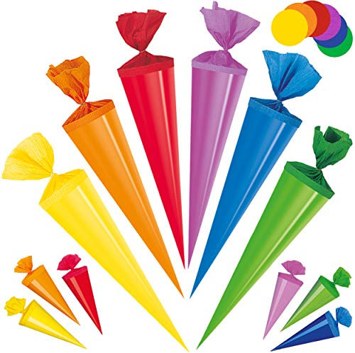 alles-meine.de GmbH kleine - Mini - Schultüte - 12 cm - Farbmischug - Zuckertüte - einfarbig - Rohling - rund - Dekoschultüte - Deko - Schultütenbaum Zuckertütenbaum - Jungen Mäd..