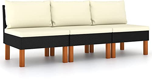 Tidyard 3 st. Medelsoffa trädgårdssoffa råttsoffa loungesoffa balkongsoffa sittgrupp trädgårdsset terrass soffa trädgårdsmöbler poly rotting och eukalyptus massivt trä