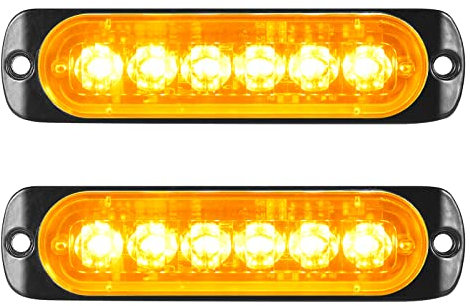 Willpower 4.3 Inch LED Strobe Warning Lights, 6 LED Amber Yellow Flashing Safety Emergency Beacon Light Bar for Car, Truck, Boat