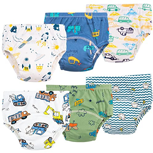 Culotte Apprentissage propreté Fille Garcon，Lot de 6 Coton rembourrées pour bébé propreté Enfant Doux Lavable, 2-6 Ans (as4, Age, 3_Years, Regular, Bleu)