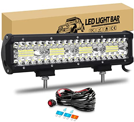 RIGIDON Barra Led Fuoristrada 30cm 12 Pollici 240W Barra Luce Led Con 12V Cablaggio, Lampade Luci di Guida per 4x4 Offroad Auto Trattore Camion SUV UTE ATV Barca Veicoli, 6000K Bianco