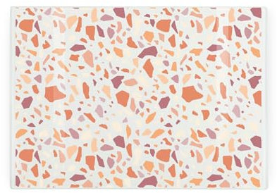 Petit plan de travail en verre style Terrazzo – Cadeau pour la maison – Planche à découper lisse avec pieds antidérapants 28,5 cm x 20 cm