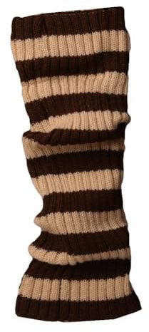 FANSU Soft Winter Long Leg Warmers, Knit Leg Warmers, Warm Long Boot Socks, Women's Gaiters for Dance or Ballet (4 pairs, striped brown)