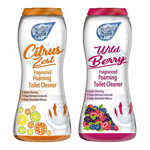 Set of Wild Berry + Citrus Zest Foaming Toilet Cleaner Amazing Fragrance Deep Cleaning Action Powder Cleaning Foam and Extra Freshness Toilet Cleaner (370g)