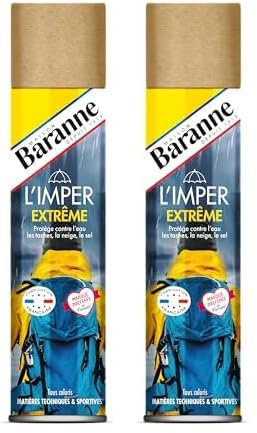 Baranne - Spray Impermeabilisant Extrême | Bombe hydrofuge | Ideal pour la Protection de toutes surfaces : Cuir, Tissu, Nubuck, Chaussures, Baskets, Bottes, Sac, Vestes, Blouson, | 300ml (Lot de 2)