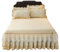 TRQQWEQQ Samt, 3-teiliges Set Bettrock mit abnehmbaren Volant, Spitze, Tagesdecke, Bett 45 cm, Höhe für Einzelbett, Doppelbett, Volant (Beige, Emperor-200 x 220 cm)