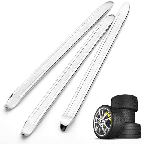 Korsaot 3 Stück Reifenheber Fahrrad, 30cm Hochfester Stahl Montiereisen, Montierhebel für Motorrad, Fahrrad, Wagen, Scooter (Silber)