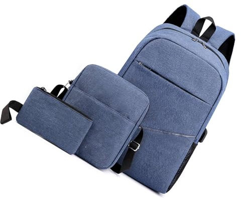 ZJchao UK Laptop Backpack with USB Charging Port, Waterproof Anti-Theft BackPack for Men and Women, Large Capacity with Adjustable Strap (Blue)