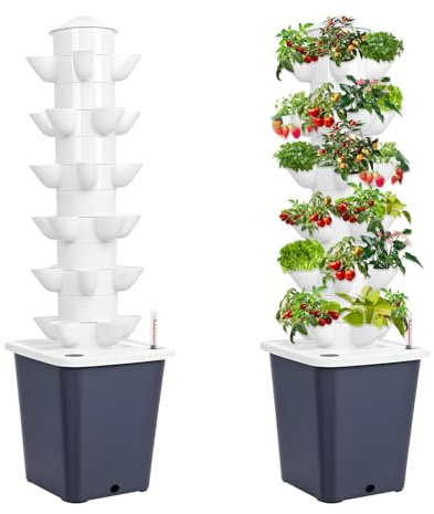 30 pods, torre idroponica, 6 piani, sistema di coltivazione idroponica, sistema di coltivazione idroponica con pompa di idratazione, indicatore del livello dell'acqua, adattatore, pentole, per erbe