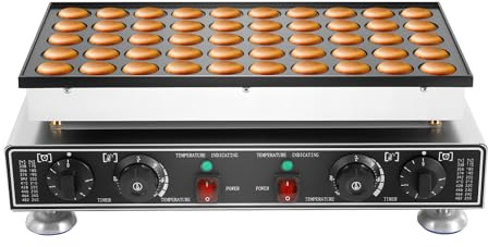 Waffle Maker 50 hål bubble våffeljärn 1 800 W muffinsmaskin justerbar med non-stick-beläggning liten pannkakstillverkare 220 V rostfritt stål crêpes-maskin för kommersiell, hemmabruk 54 x 29 x 16,5 cm