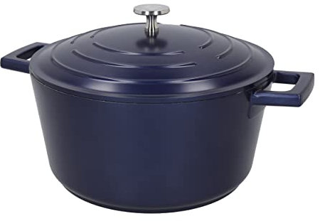 MasterClass Casseruola media con coperchio 4 litri/24 cm, in alluminio leggero fuso, sicura per forno e piano cottura a induzione, blu