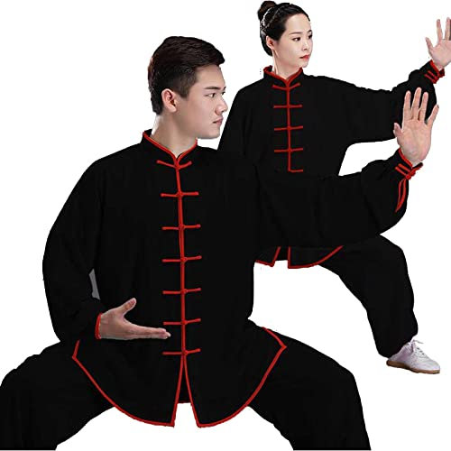 Tai Chi Anzug Chinesische Kung Fu Kleidung Herren Damen Martial Arts Wing Chun Kampfkunst Tai Chi Kung Fu Uniform,Black-XXL